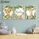 Axyaa Nursery Decor Animals Canvas Prints for Baby Kids Room