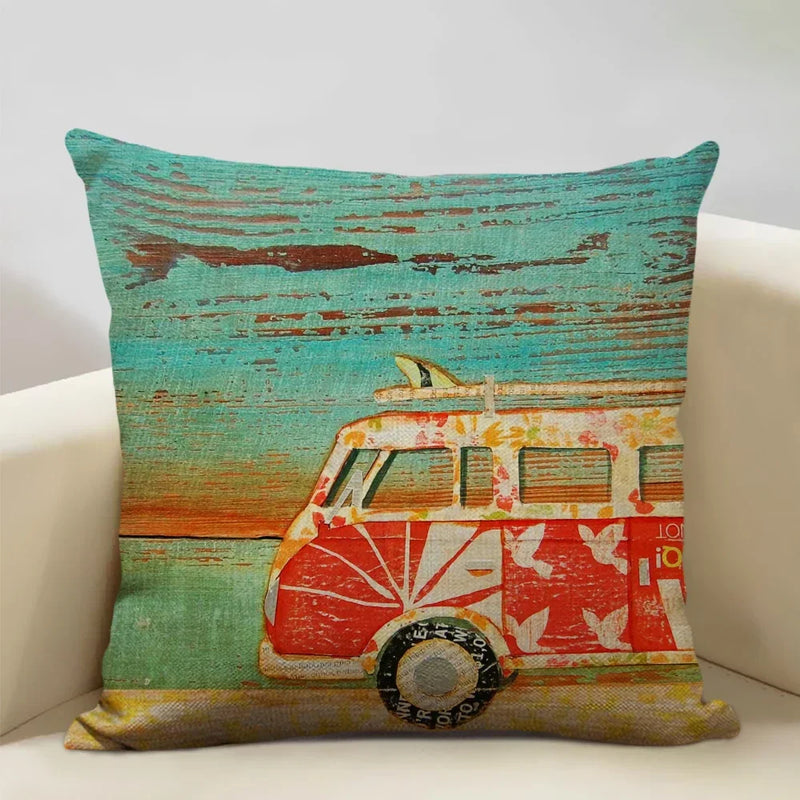 Retro Oil Painting Pattern Pillow Case 45x45cm for Home Sofa Decor - Axyaa
