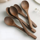 Axyaa Long Handle Wooden Soup Spoon Set of 6