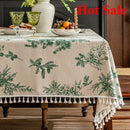 Axyaa Floral Tassel Edge Tablecloth Rectangle Cover - Pastoral Style