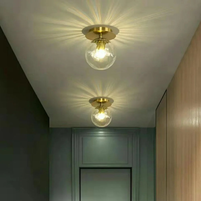 Axyaa Modern Gold Ball Glass Ceiling Lamp for Living Room Decor