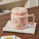 Axyaa Cartoon Ceramic Breakfast Coffee Mug with Lid for Home and Office