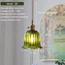 Axyaa Nordic Green Glass Pendant Lamp - Brass Ceiling Lighting for Kitchen Island