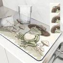 Axyaa Watercolor Frog Mushroom Kitchen Drying Mat