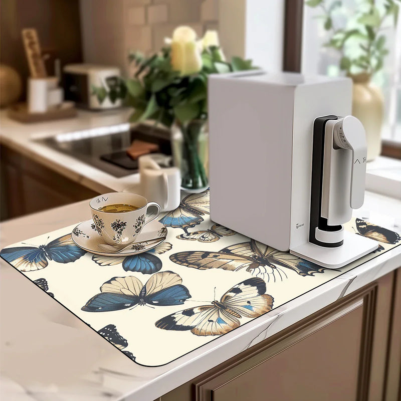 Axyaa Watercolor Plants Drain Pads - Absorbent Tableware Mat