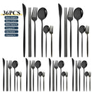 Axyaa 36pc White Gold Stainless Steel Dinnerware Set Flatware Cutlery Kit