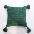 Axyaa Soft Knit Cushion Cover 45x45cm Solid Pillow Case with Tassels