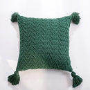 Axyaa Soft Knit Cushion Cover 45x45cm Solid Pillow Case with Tassels