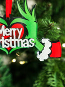 Axyaa Christmas Acrylic Ornaments Green Hands & Red Heart Festive Decor