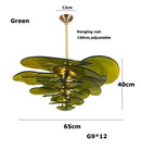 Axyaa Glass Flower Petal Chandelier - Bronze Metal Dining Table Hanging Lamp