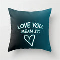 Axyaa Teal Blue Geometric Pillow Cases with Letter Leaves Plant Print, Deer Animal Design.
