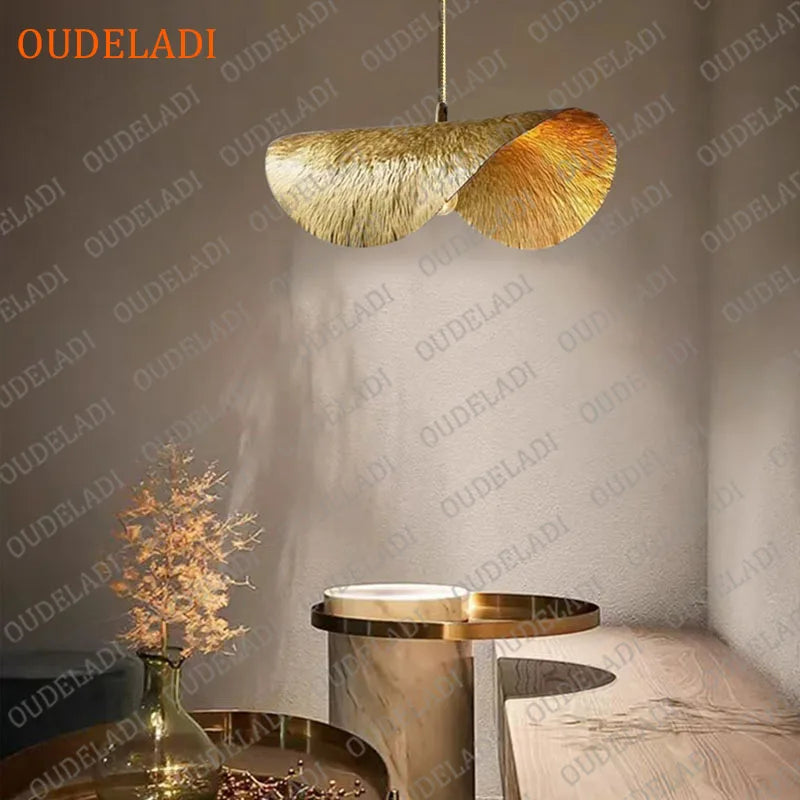 Axya Lotus Leaf Copper Chandelier - Vintage Pendant Light for Home Dining and Kitchen Island