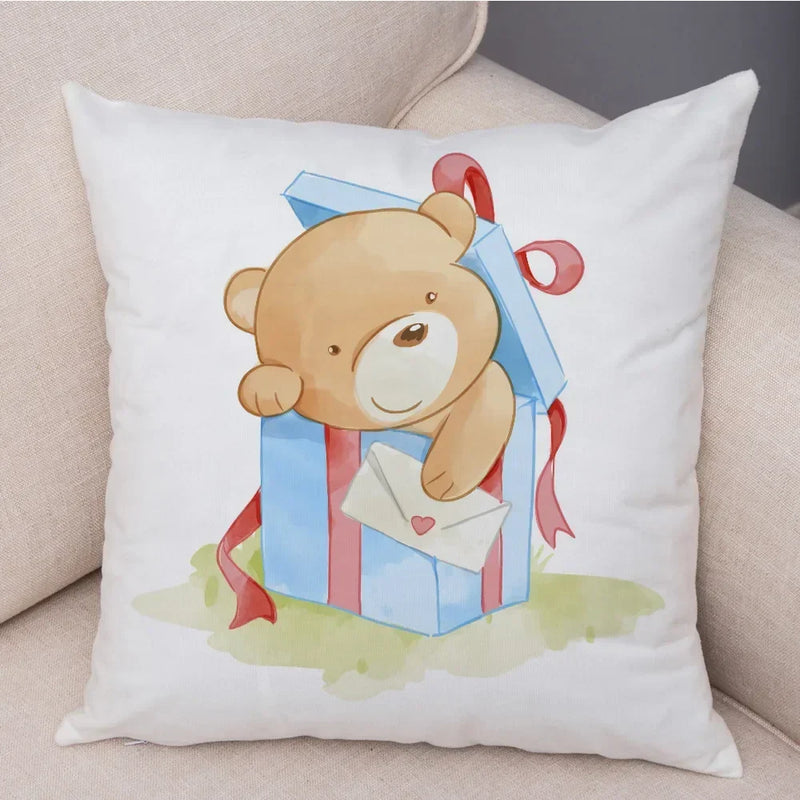 Axyaa Christmas Cartoon Animal Cushion Cover - Santa Claus Pillowcase