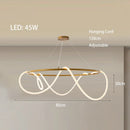 Axyaa Minimalist LED Neon Strip Ceiling Chandeliers in Black/Gold