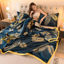 Axyaa Leaf Print Flannel Blanket: Soft Plush Bedspread for Sofa & Bed