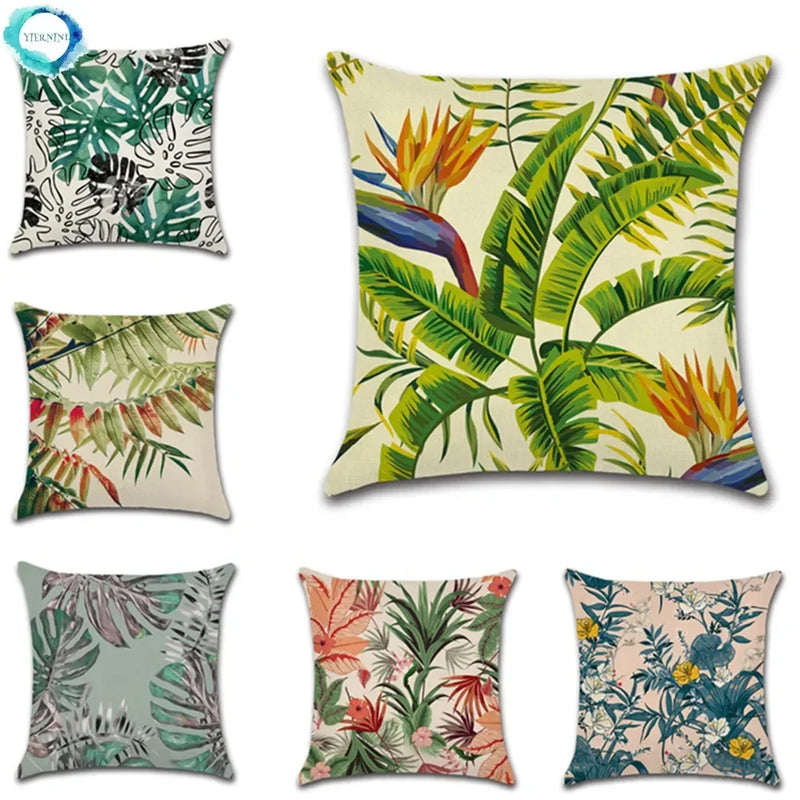 Axyaa Tropical Rainforest Plant Throw Pillow Cover 45x45cm