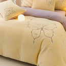Axyaa Warm Fleece Embroidery 4-Piece Set | Cozy Contrast Colors | Skin-friendly & Thick