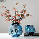 Blue Glazed Glass Vase Hydroponic Flower Pots by Axyaa - Modern Desk Decoration