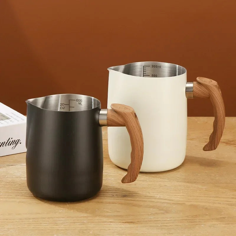 Axyaa Stainless Steel Milk Frothing Jug Scale Handle Latte Coffee Cup