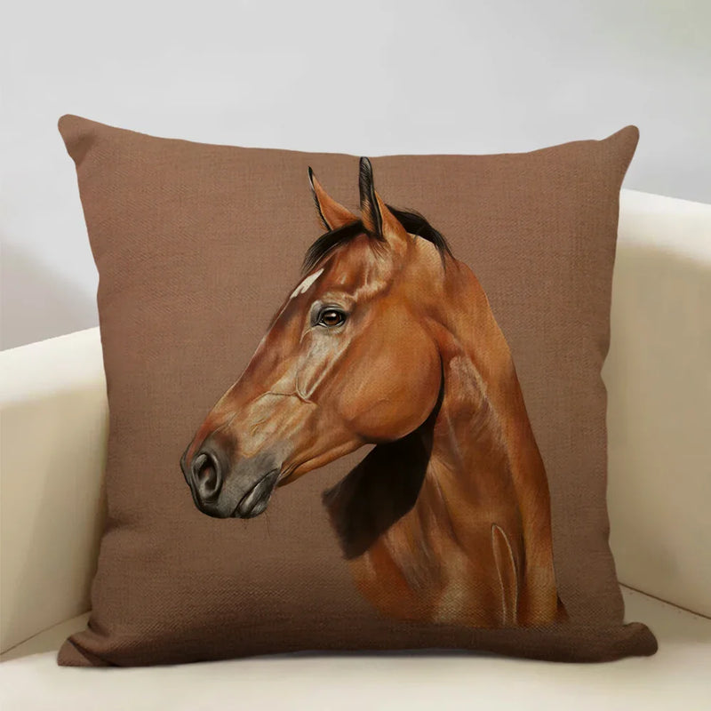 Luxury Axyaa Horse Cushion Cover 45x45cm Linen Pillow Case for Home Decor