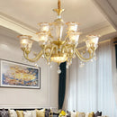 Axyaa Luxury Brass Chandelier: LED Retro Pendant Lamp for Home, Hotel, Cafe