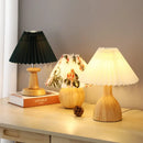 Axyaa Nordic Retro Ceramic Desk Lamp with Wood Grain Design