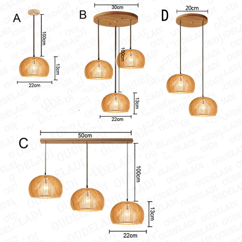 Axya Wood Cage Pendant Lights: Nordic Bar Hanging Lamps, Home Decor Fixture