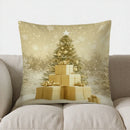 Axyaa Christmas Tree & Gifts Pillow Cover for Sofa, Bedroom & Car