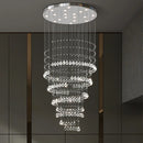 Axyaa Modern Luxury Crystal Chandelier, Chrome Pendant Lamp for High Ceilings, Spiral Stair Decor