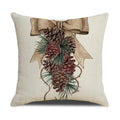 Axyaa Christmas Pinecone Candlestick Linen Print Pillowcase for Home Decor
