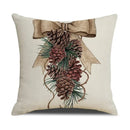 Axyaa Christmas Pinecone Candlestick Linen Print Pillowcase for Home Decor