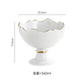 Axyaa Ceramic Golden Trim Dessert Bowl, High-Footed Salad Bowl for Ice Cream & Macarons
