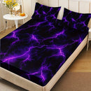 Axyaa Purple Lightning Fitted Sheet Set: High-Definition Print, All-Season, Breathable, Durable