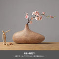 Axyaa Striped Resin Vase Imitation Wood Finish - Desktop Decoration & Crafts