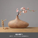 Axyaa Striped Resin Vase Imitation Wood Finish - Desktop Decoration & Crafts