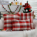 Axyaa Red Plaid Knit Cushion Cover Set - Festive Living Room & Bedroom Decor