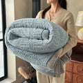 Axyaa Plush Coral Fleece Blanket: Soft, Luxe Striped Throw for Sofa, Bed, Office Nap