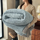 Axyaa Plush Coral Fleece Blanket: Soft, Luxe Striped Throw for Sofa, Bed, Office Nap