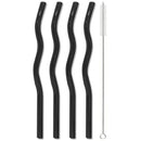 Axyaa Wavy Glass Straws Set with Brush, Colorful Drinkware for Kitchen, Party, Bar