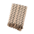 Axyaa Khaki Jacquard Knit Throw Blanket - Vintage Style, Soft & Cozy Acrylic