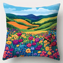 Axyaa Floral Sofa Cushion Cover Set, 4pcs, 17.7"x17.7", Single-Sided Print, Home Decor