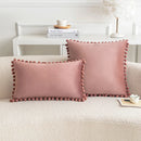 Axyaa Nordic Velvet Pillowcase with Pompoms Edge - Soft Cushion Cover for Home Decor