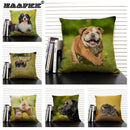Axyaa Cute Dog Cat Pattern 45x45cm Linen Pillowcase for Living Room Sofa