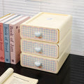 Axyaa Kawaii Cream Stationery Storage Box Organizer - Large Capacity Drawer-style Storage Rack