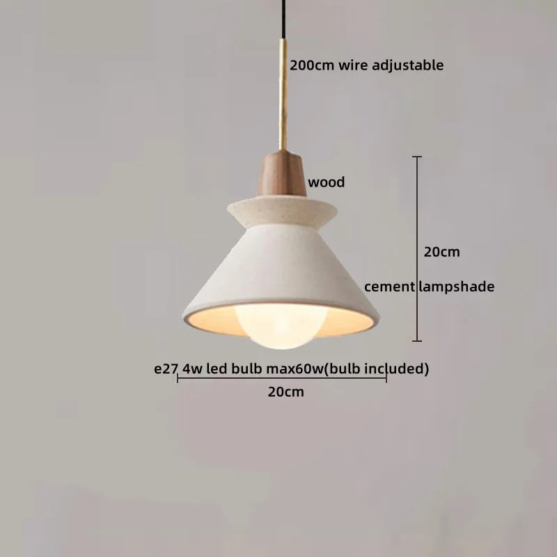 Axyaa LED Pendant Lights Modern Style Cement Wood Hanging Lamp