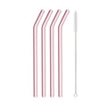 Axyaa Pink Glass Straw - Reusable Borosilicate Drinking Straw Kit with Cleaning Brush