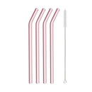 Axyaa Pink Glass Straw - Reusable Borosilicate Drinking Straw Kit with Cleaning Brush