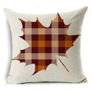 Axyaa Thanksgiving Pumpkin Maple Leaves Linen Cushion Cover for Home Decor