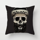 Axyaa Black Grey Skull Face Pillowcase for Halloween Living Room Decor