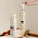Axyaa Cartoon Cat Dog Pattern Vacuum Insulated Stainless Steel Water Bottle
